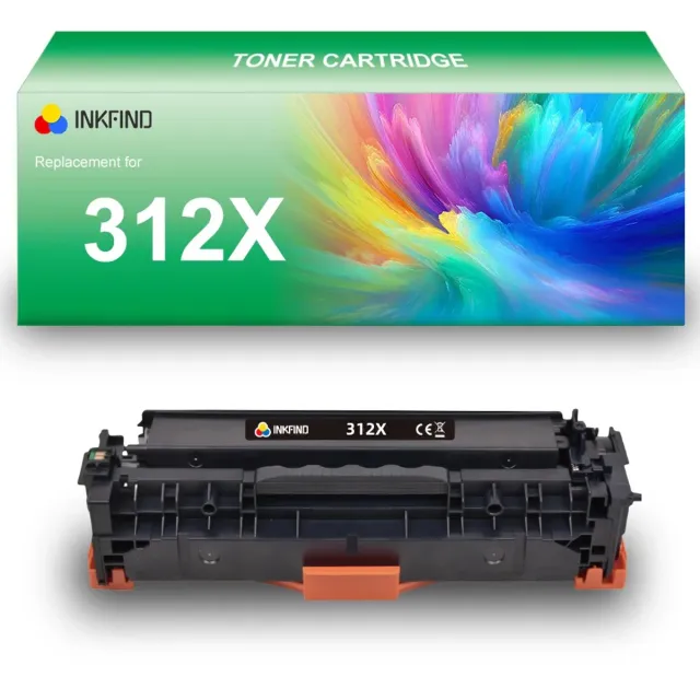 INKFIND 312X (CF380X) Zwart tonercartridge compatibel met HP 312X (CF380X) tonercartridge Zwart en HP 312A (CF380A) tonercartridge Zwart - 1-pack Zwart Zwart x 1