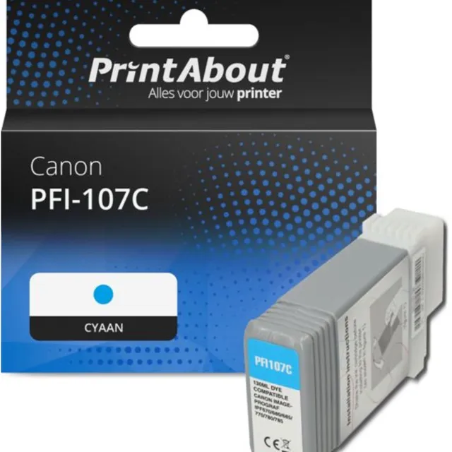 PrintAbout Huismerk Canon PFI-107C Inktcartridge Cyaan
