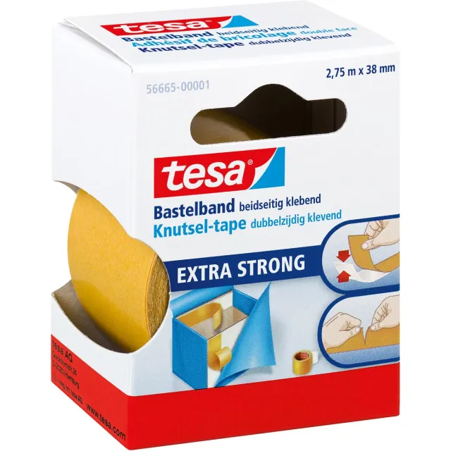 Tesa knutseltape, dubbelzijdig, ft 38 mm x 2,75 m