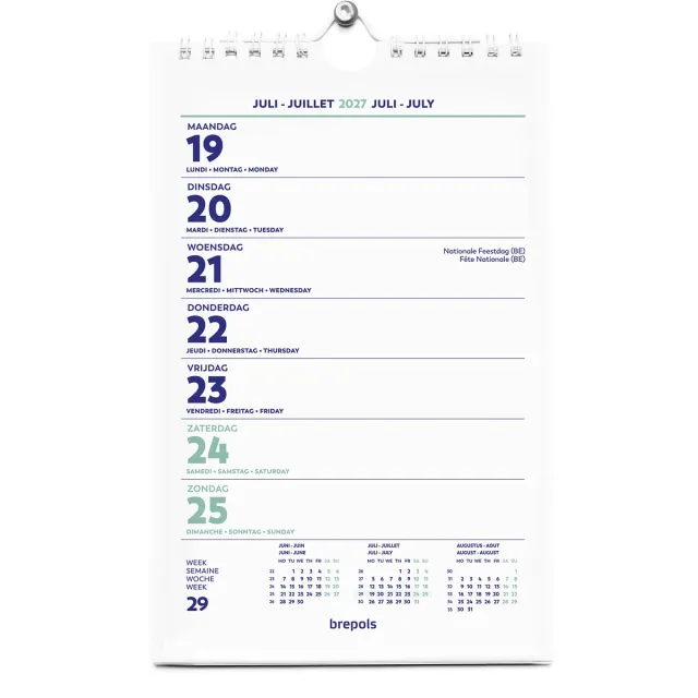 Brepols Wire-O Wand-week kalender, 4-talig, 2027