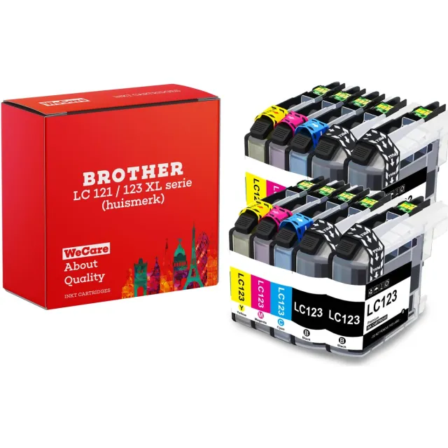 WeCare 10-pack | Geschikt voor Brother LC-123 XL inktcartridges - DCP-J552DW - DCP-J752DW - DCP-J4110DW - MFC-J4410DW - MFC-J4610DW - MFC-J470DW Multipack 10 cartridges
