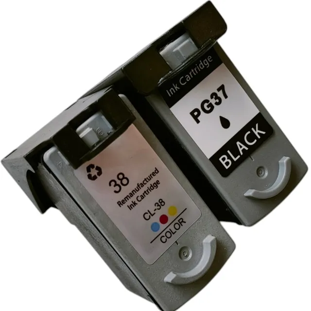 KATRIZ Inkt PG-37 & CL-38 – Huismerk – Set van 2 Cartridges – Zwart & Kleur |Geschikt voor Canon PIXMA IP1800 / IP2500/ IP2600 / MP140 / MP190 / MP210 / MP220 / MP470 / MX300 / MX310