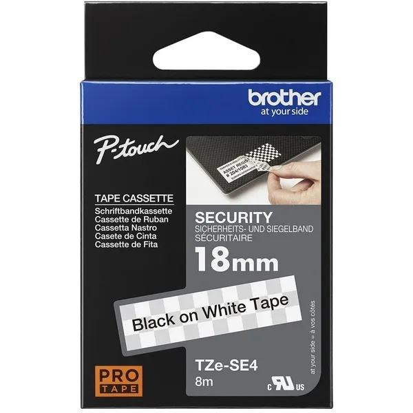 Brother Labeltape Brother P-touch TZe-SE4 veiligheidstape 18mm zwart op wit