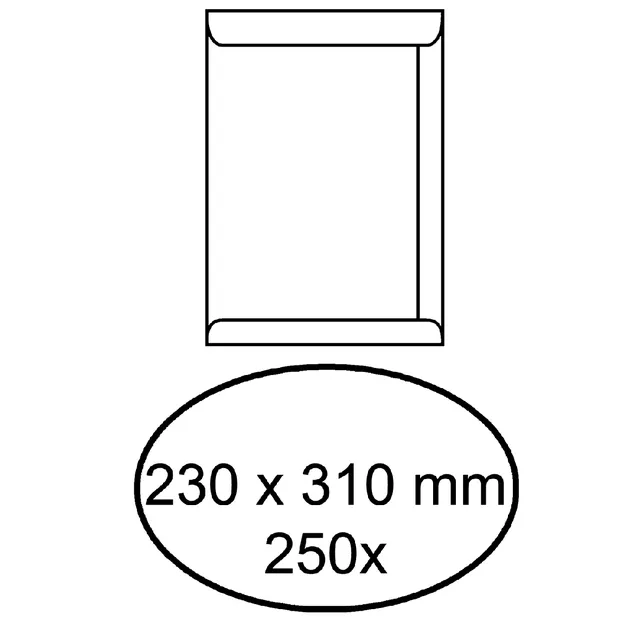 Iezzy Envelop akte IEZZY 230x310mm zelfklevend 100gr wit 250 stuks
