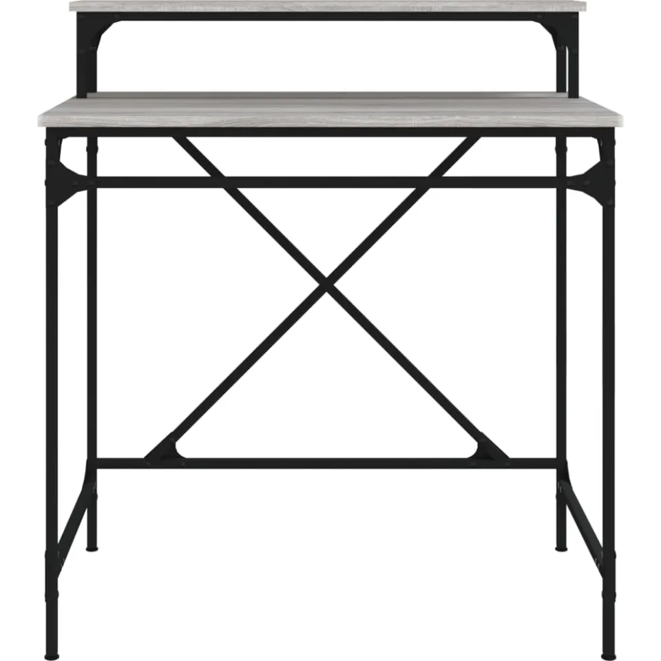 vidaXL Bureau 80x50x90 cm bewerkt hout en ijzer grijs sonoma eiken, foto 4
