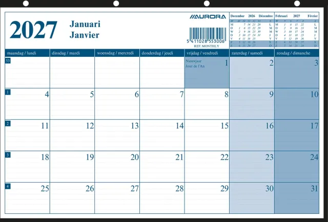 Aurora Monthly, 2027 zwart