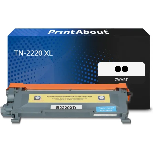 PrintAbout huismerk Toner TN-2220 XL Zwart Multipack Extra hoge capaciteit geschikt voor Brother