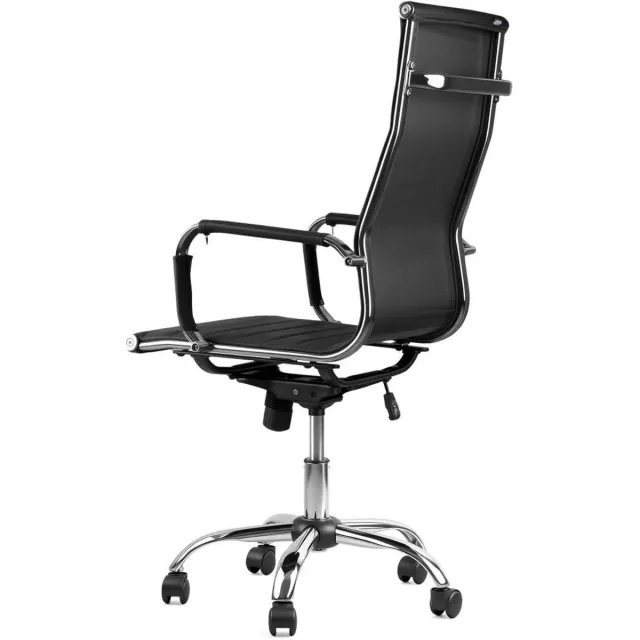 Feel Furniture Luxe Bureaustoel - Hoge Rugleuning - Zwart met Zilveren Frame Zwart,Zilver