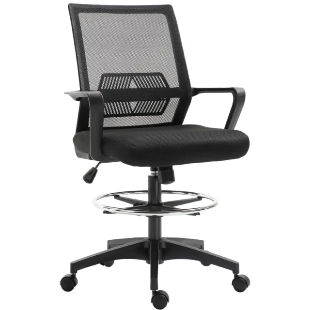 OKWISH Vergaderstoelen - Verstelbare Bureaustoel Met Gebogen Rugleuning - Wippfunctie, 360° Draaibaar Voor Thuiswerk - 64×59×124 cm - Metaal - Zwart