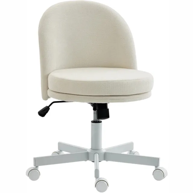 PRIMO HOME Prime Home Bureaustoel - Make up stoel - Kaptafel stoel - Computer stoel - Hoogte verstelbaar - Chenille-look - 73-83 x 57 x 46cm - Ivoor