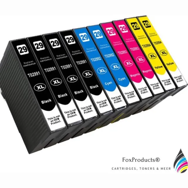 FoxProducts 10x 29XL 29 T29 multipack T2991, T2992, T2993, T2994, T2996 inktcartridges geschikt voor Epson, XP-235 XP-245 XP-247 XP-332 XP-335 XP-342 XP-345 XP-432 XP-435 XP-442 XP-445 XP-255 XP-257 XP-352 XP-355 XP-452 XP-455 Cyan, Magenta, Yellow, Black