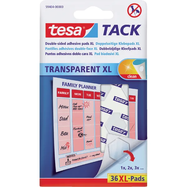 Tesa Kleefpads tesa® TACK dubbelzijdig transparant XL 36 stuks