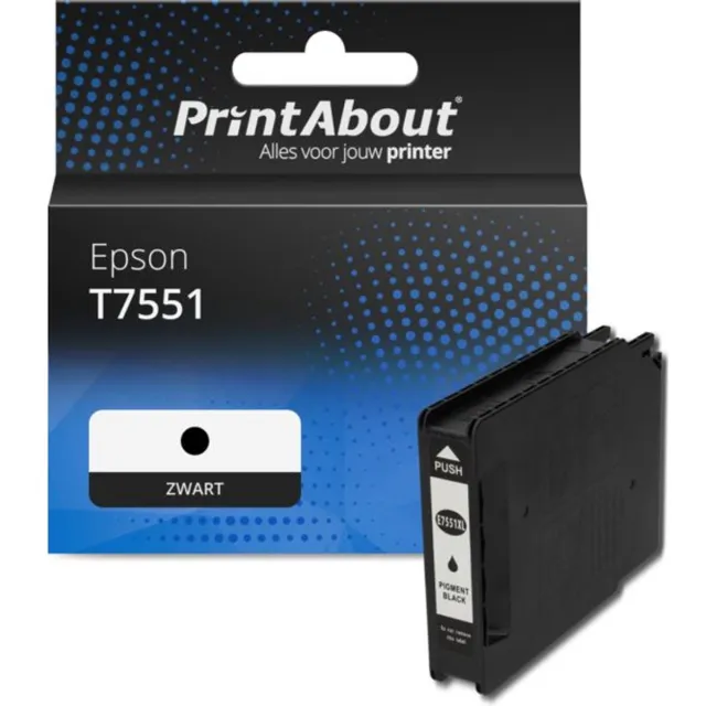PrintAbout Huismerk Epson T7551 Inktcartridge Zwart