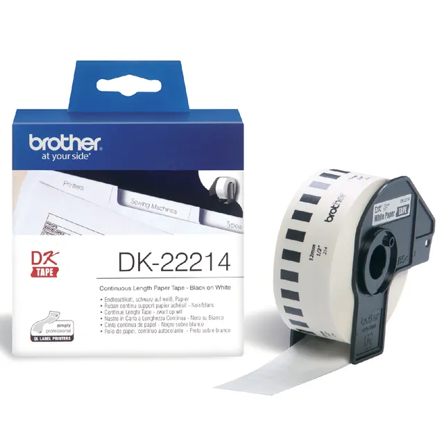 Brother Etiket Brother DK-22214 doorlopend 12mm 1 rol á 30m wit