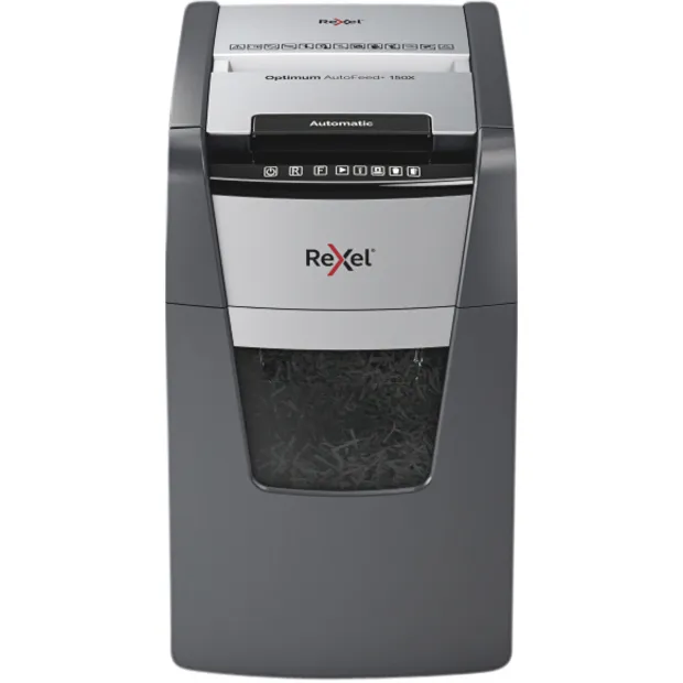 Rexel Papiervernietiger Rexel Optimum Auto+ 150X P4 snippers 4x28mm zwart