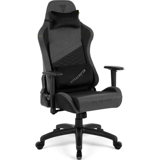 SENSE7 Spellcaster Senshi XL - Gamestoel Stof - Ergonomisch - Belastbaar tot 160kg - 2D Armsteunen - Zwart/Grijs Grijs XL
