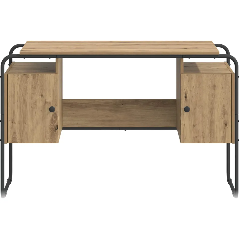 vidaXL Bureau met opbergruimte Artisanaal eiken 120 x 50.5 x 75.5 cm, foto 4