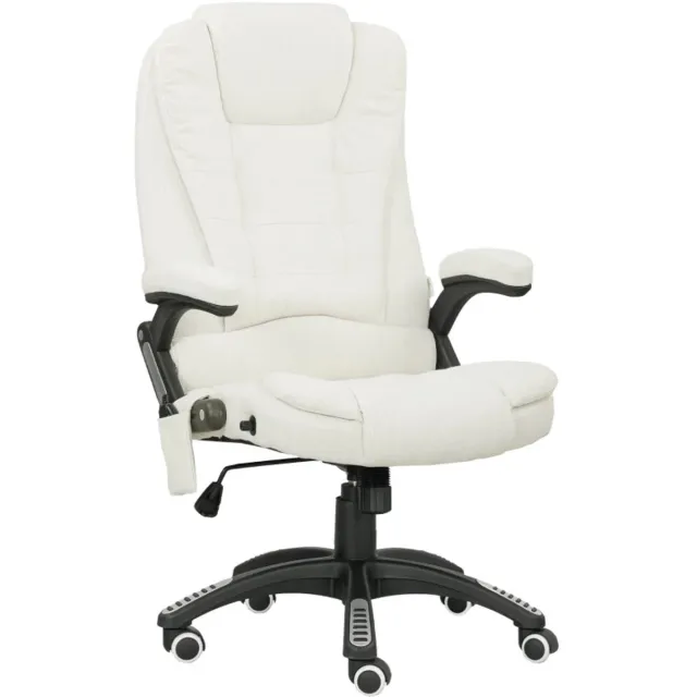 ZYLARO Ergonomische Bureaustoel met Massagefunctie & Verwarmingsfunctie - In Hoogte Verstelbaar - Max. kanteling 130° - 360° Draaibaar - Kantoorstoel - Gamestoel - Volwassenen Stoel - Directiestoel - Computerstoel - Crèmewit