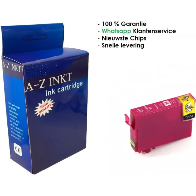 AtotZinkt huismerk Epson 502 XL M Magenta Rode inkt cartridge - Met Chip - Epson 502XL - Voor Printers: Expression Home XP-5100 / XP-5105 - Workforce WF-2860DWF / WF-2865DWF