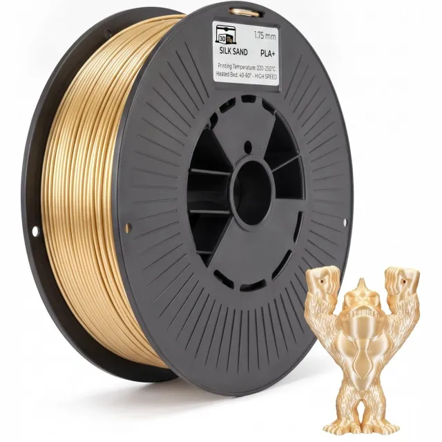 3Dvoordeel.nl PLA Silk Sand Filament – Zijdezachte Glans en Een Luxe Uitstraling -Hoge Kwaliteit en Duurzaam - Compatibel met Creality, Bambu Lab, Esun en Andere 3D Printers - Perfect voor 3D Printen van Prototypes, Modellen en Accessoires