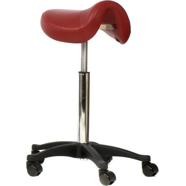 Novicum Nissa zadelkruk kappersfiets ROOD met LARGE gasveer en COMPACT zadel kapperskruk Rood large