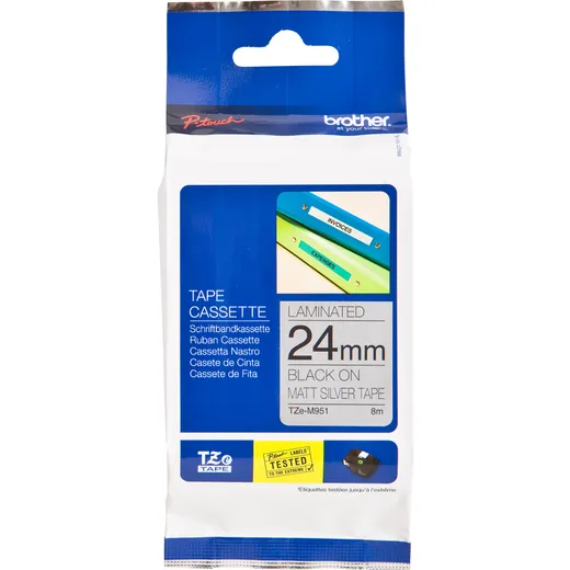 Brother Labeltape Brother P-touch TZe-M951 metallic 24mm zwart op zilver