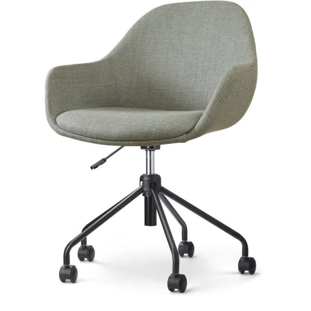 Nolon Nout-Mae Bureaustoel Saliegroen - Stof - Verstelbaar - Wieltjes - Zwart Onderstel - Design - Comfortabel Groen - Zwart onderstel