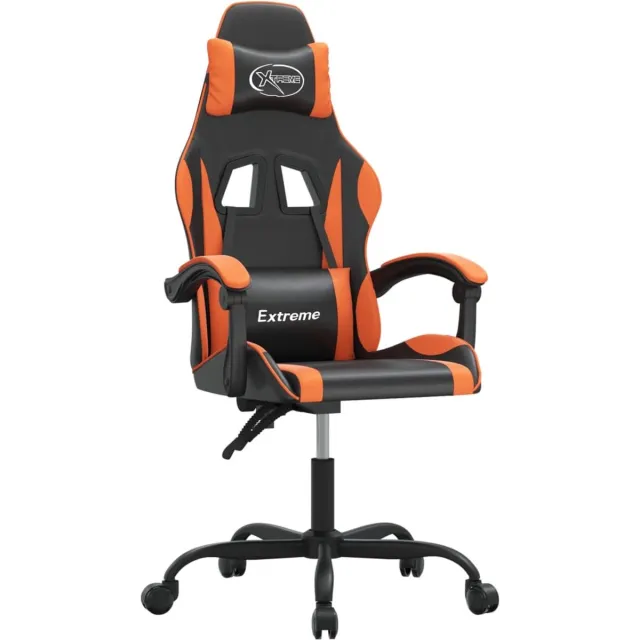 vidaXL Gamestoel - draaibaar - kunstleer - zwart - en - oranje zwart en oranje
