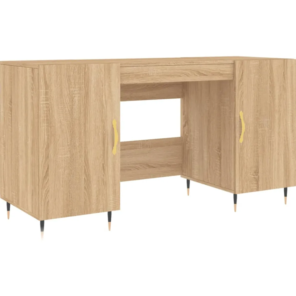vidaXL Bureau 140x50x75 cm bewerkt hout sonoma eikenkleurig, foto 3