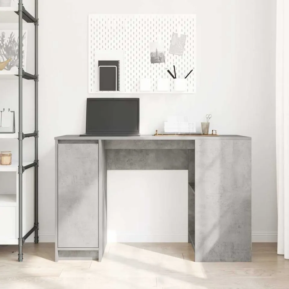 vidaXL Bureau 120x42x76 cm spaanplaat betongrijs grijs, foto 3