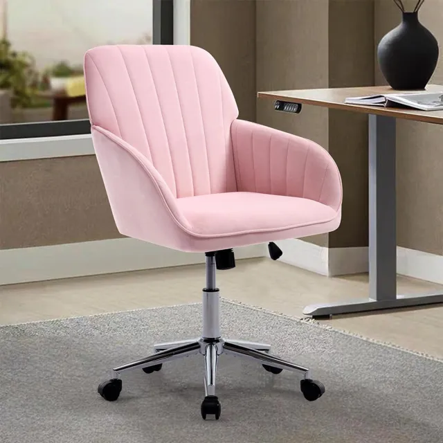 KOMHTOM BLACKCOLORS In hoogte verstelbare bureaustoel voor thuis en de slaapkamer, ergonomische draaistoel met rugleuning, geschikt voor langdurig zitten. Roze