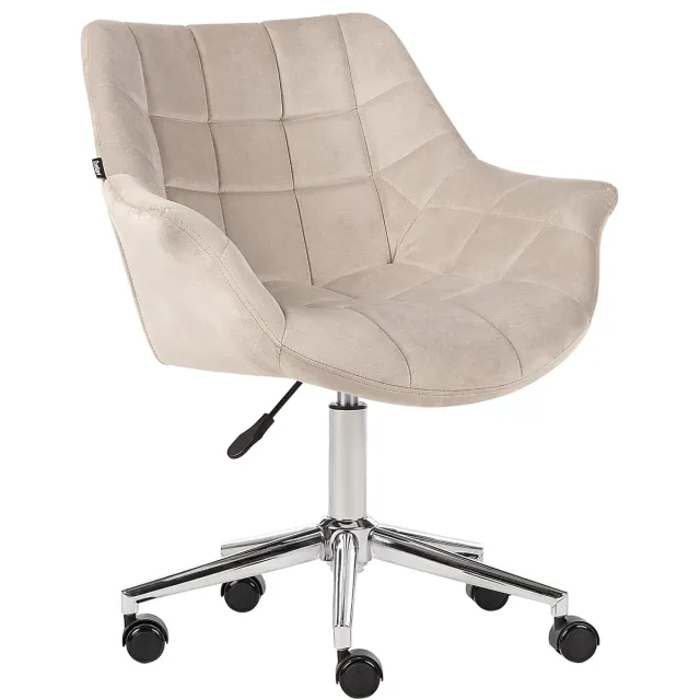 Beliani LABELLE - Bureaustoel - Beige - Fluweel