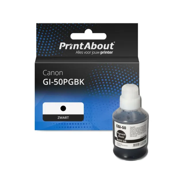 PrintAbout huismerk Inktcartridge GI-50PGBK Zwart Hoge capaciteit Geschikt voor Canon