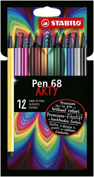 Stabilo Viltstift STABILO Pen 68/12 Arty medium assorti etui à 12 stuks