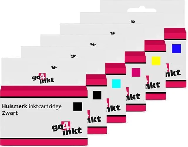 Go4inkt compatible met Canon PGI-580XXL en CLI-581XXL bk/c/m/y inkt cartridge zwart, (foto) zwart, cyaan, magenta, yellow, foto blauw Zwart, Foto zwart, Cyaan, Magenta, Yellow, Foto blauw