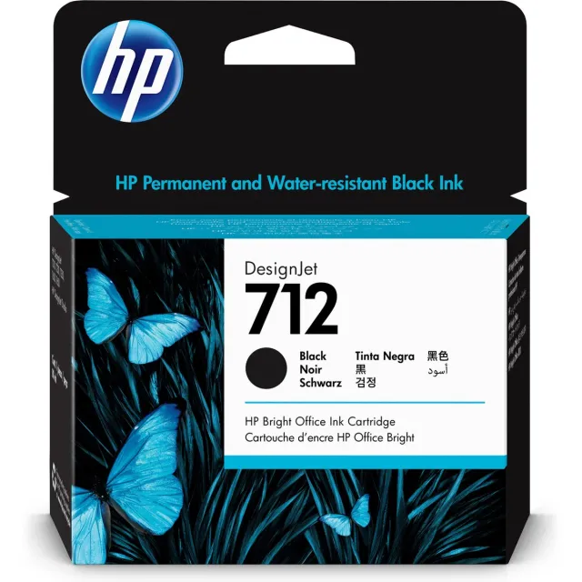 HP inktcartridge 712, 80 ml, OEM 3ED71A, zwart, foto 2