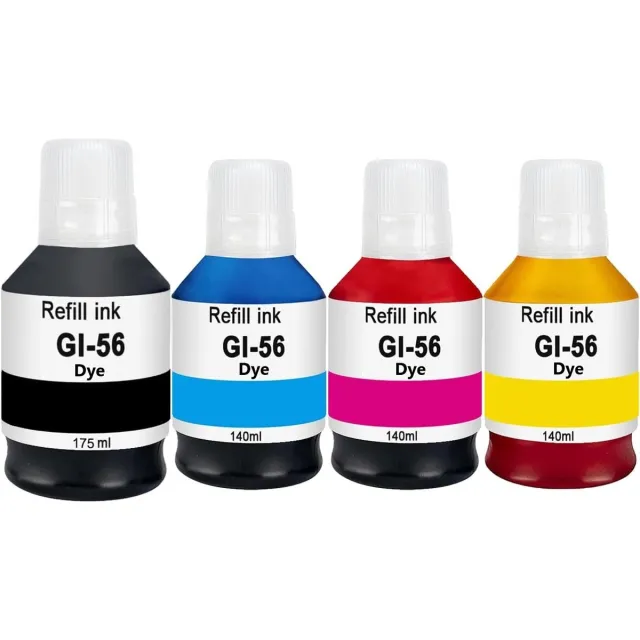 InktDL Huismerk geschikt voor Canon GI-56 Inkt - 4 flessen - Geschikt voor GX5050 - GX6550 - GX6050 - GX7050 Multipack 4 Flessen