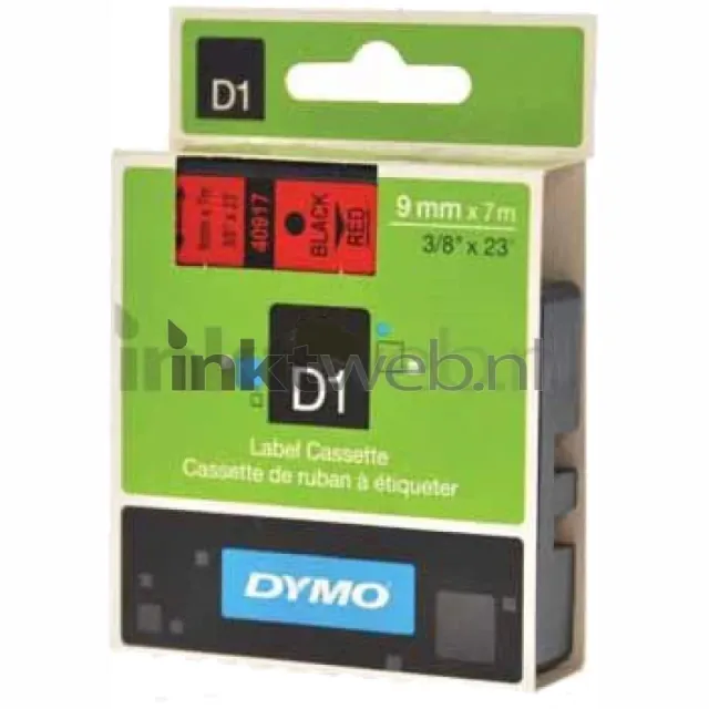 Labeltape dymo labelmanager d1 polyester 9mm zwart Op rood