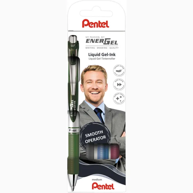 Pentel Roller Energel RT BL77, etui met 4 stuks, assorti blauw