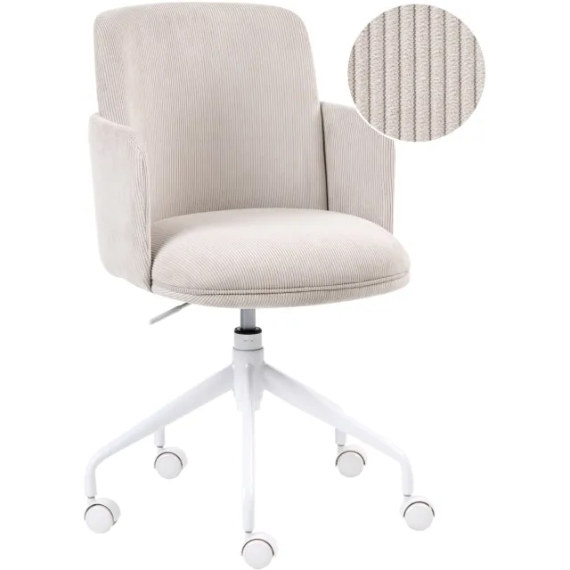 Beliani DRYDEN - Bureaustoel - Lichtbeige - Corduroy