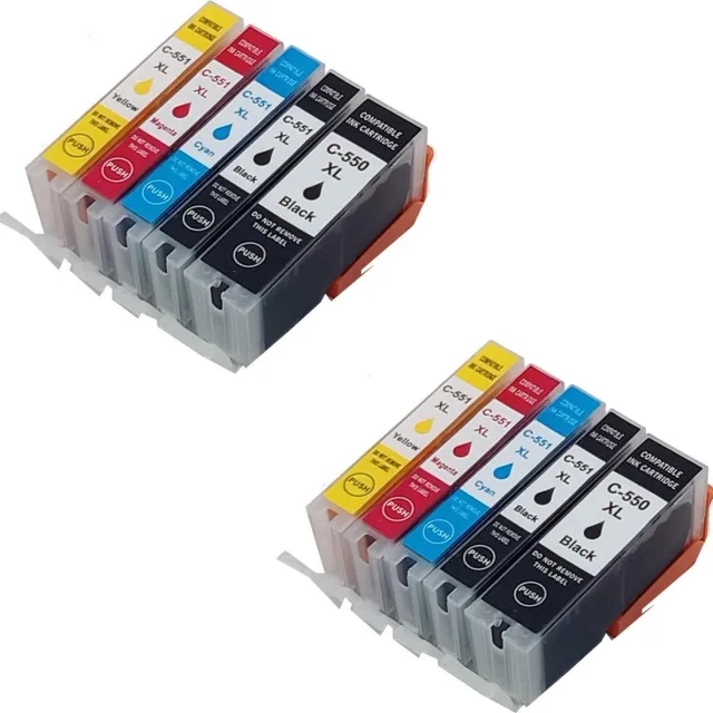 KATRIZ huismerk inkt PGI550XL/CLI551XL ( 10 stuks) | voor Canon Pixma IP 7250/8750/ Pixma IX 6800/6850 /Pixma MG 5450 /5500/5550/ 5600 /5650 /5655/ 6300/6350 /6450/ 6600 /6650/7150/7550 / Pixma MX 725 / 925 Zwart, Cyaan, Magenta, Geel