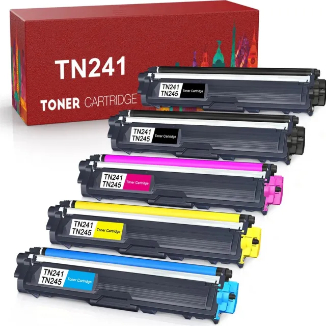 WeCare Voordeelset - 5 toner cartridges voor Brother TN-241/TN241BK, TN-245 C, TN245 M, TN245 Y - geschikt voor printers Brother DCP-9015 CDW , DCP-9020 CDW Brother HL-3140 CW , HL-3150 CDW , HL-3170 CDW Brother MFC-9140 CDN, 9330 CDW, 9340 CDW Voordeelset 5 toners