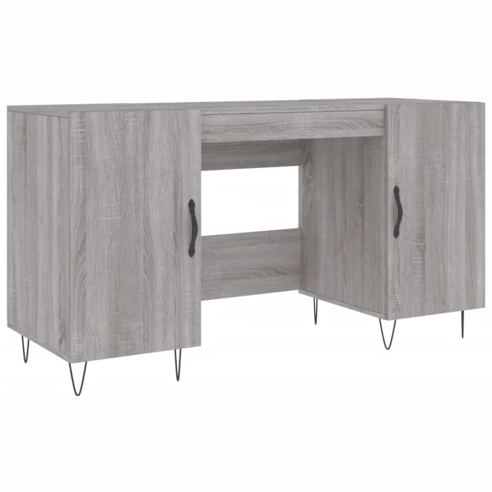 vidaXL Bureau 140x50x75 cm bewerkt hout grijs sonoma eikenkleurig, foto 3