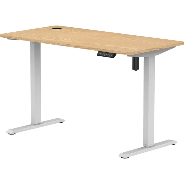 Stabureaus Elektrisch Verstelbaar Zit-Sta Bureau compact 118 x 60 cm | Wit – Naturel Eiken | Hoogte 72 – 118 cm | Stabureaus® Wit, Naturel Eiken