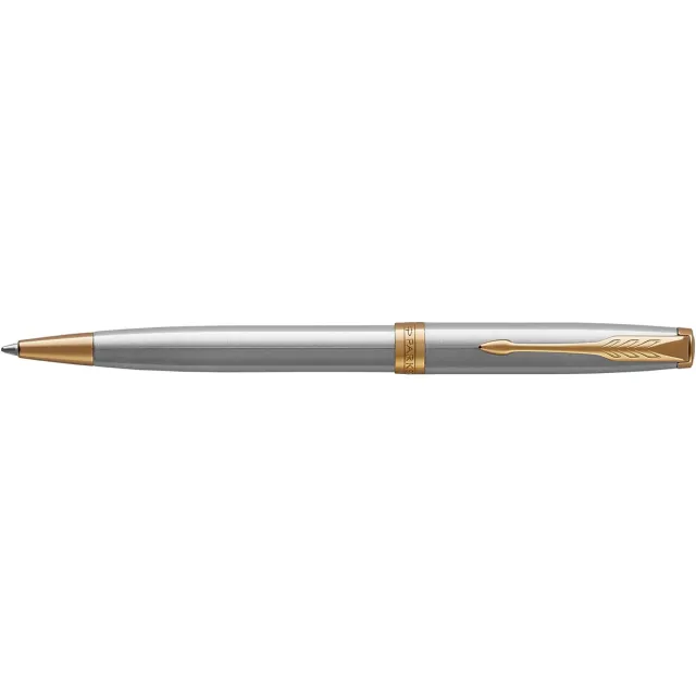 Parker Sonnet balpen, Stainless Steel GT, medium, in giftbox zwart