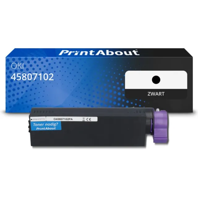 PrintAbout huismerk Toner 45807102 Zwart Geschikt voor OKI