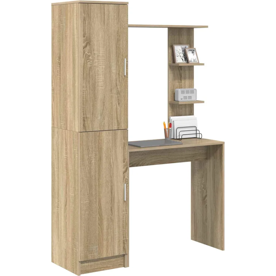 vidaXL Bureau met plank met opslag met de deur 2 st Sonoma Eiken Bruin