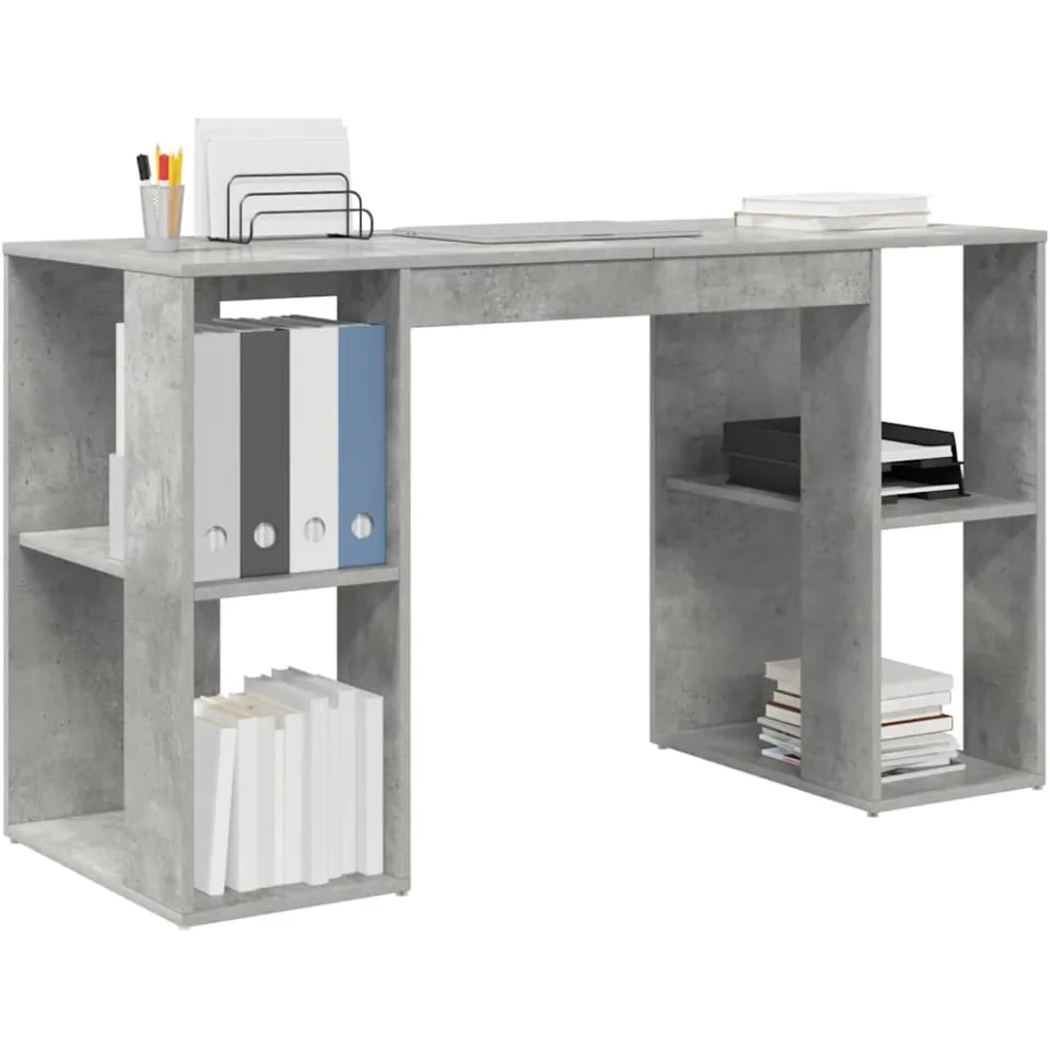vidaXL Bureau Beton Grijs 130 x 50,5 x 75 cm Bewerkt hout