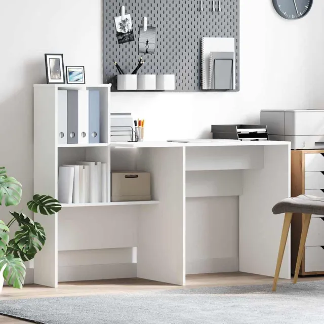 vidaXL Bureau Wit 131,5 x 50 x 106,5 cm Bewerkt hout, foto 2