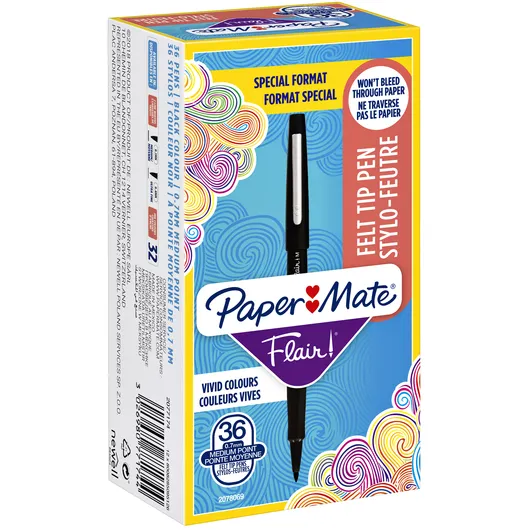 Paper Mate Fineliner Paper Mate Flair Original medium zwart valuepack à 36 stuks